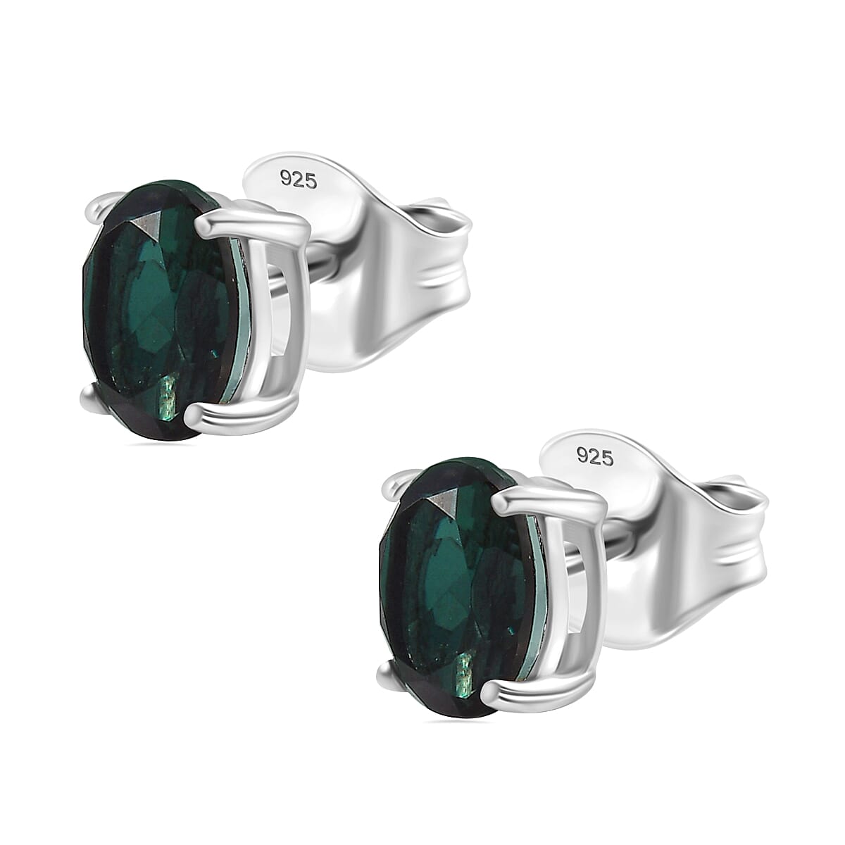 Alexandrite Triplet Quartz Earrings with Push Back in Rhodium Overlay Sterling Silver 2.92 Ct. 7936184 4
