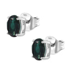 Alexandrite Triplet Quartz Earrings with Push Back in Rhodium Overlay Sterling Silver 2.92 Ct.