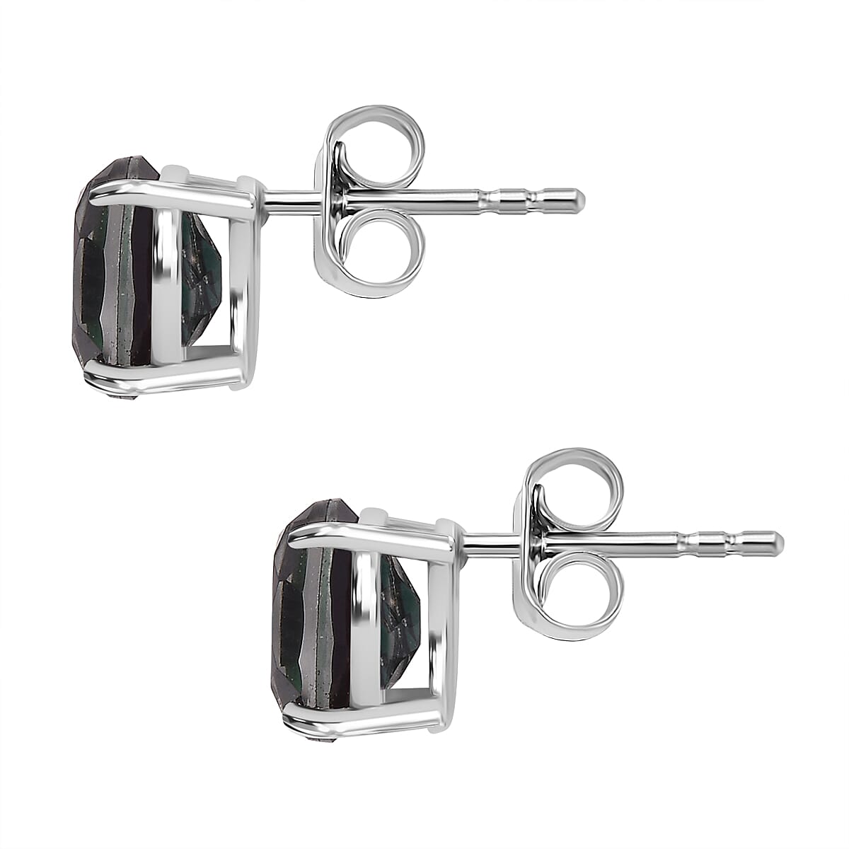 Alexandrite Triplet Quartz Earrings with Push Back in Rhodium Overlay Sterling Silver 2.92 Ct. 7936184 5