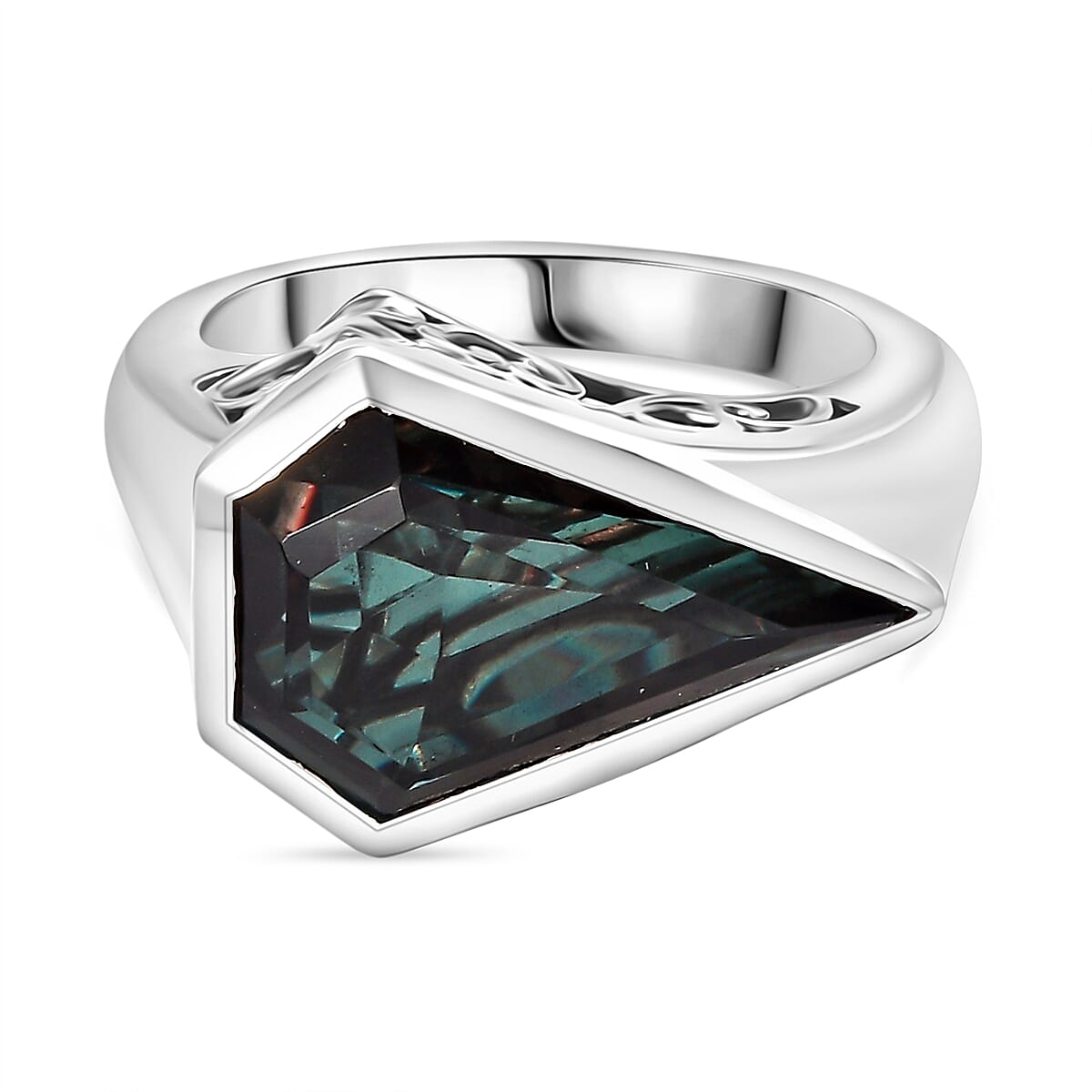 Alexandrite Triplet Quartz Kite Solitaire Ring in Rhodium Overlay Sterling Silver 7936201 0