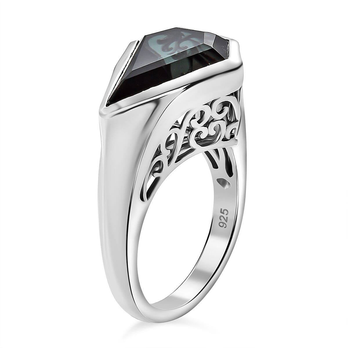 Alexandrite Triplet Quartz Kite Solitaire Ring in Rhodium Overlay Sterling Silver 7936201 4