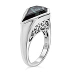 Alexandrite Triplet Quartz Fancy Ring in Rhodium Overlay Sterling Silver 5.84 Ct.