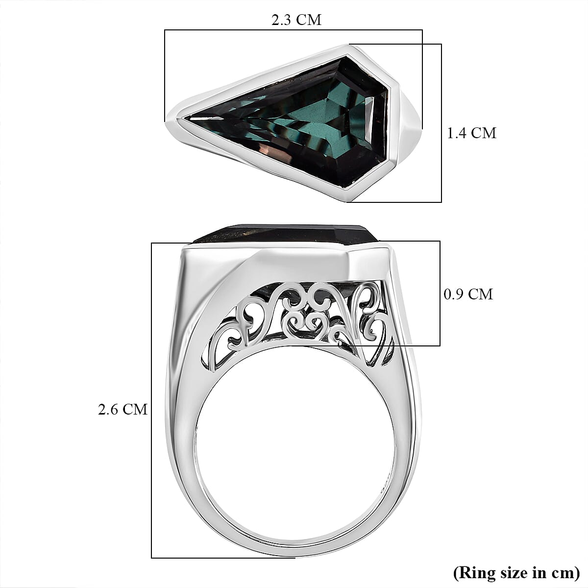 Alexandrite Triplet Quartz Kite Solitaire Ring in Rhodium Overlay Sterling Silver 7936201 6