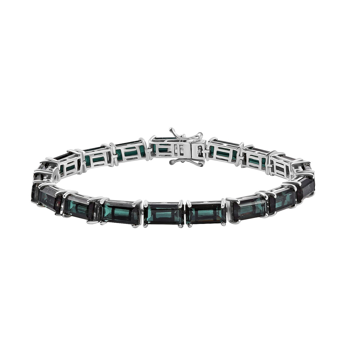 Alexandrite Triplet Quartz Linking Bracelet (Size - 7.5) in Rhodium Overlay Sterling Silver 35.26  Ct. 7979186 0