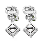 Alexandrite Triplet Quartz, Natural Chrome Diopside & White Zircon  Solitaire Stud Push Post Earring in Rhodium Overlay Sterling Silver 5.76 Ct.