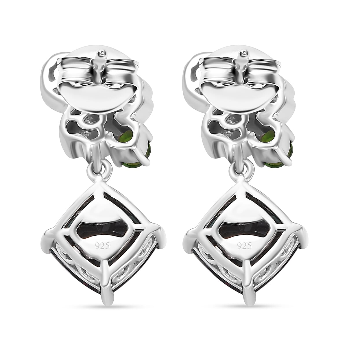 Alexandrite Triplet Quartz, Natural Chrome Diopside, White Zircon Honey Bee Drop Earrings in Rhodium Overlay Sterling Silver 7957528 5