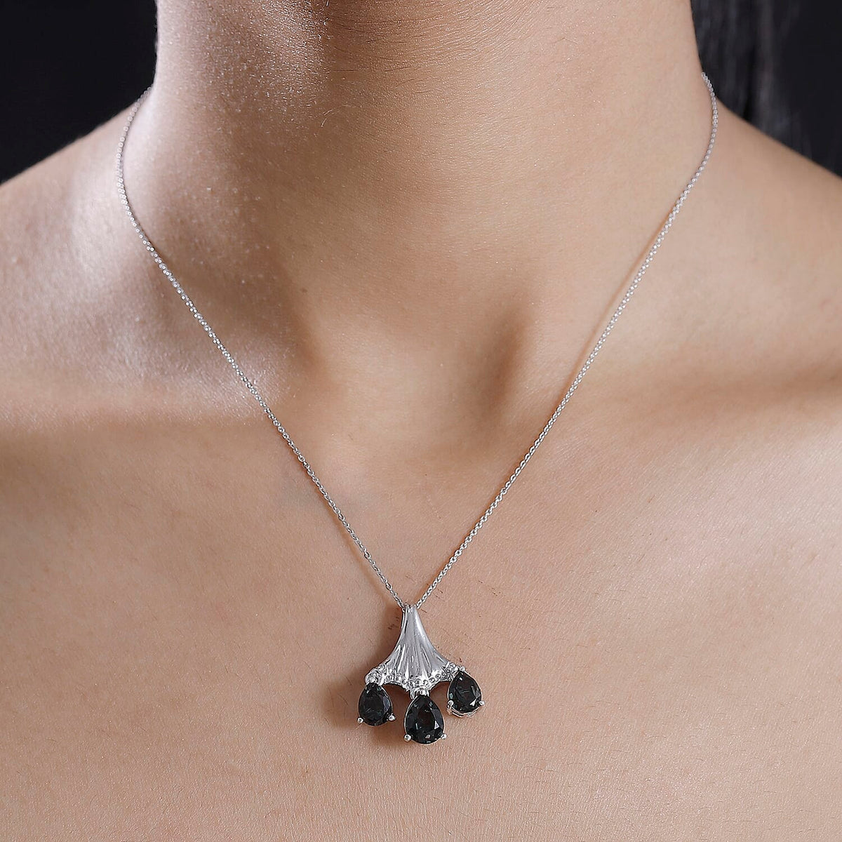 Alexandrite Triplet Quartz Trilogy Pendant with Chain (Size 20) in Rhodium Overlay Sterling Silver 4319595 3