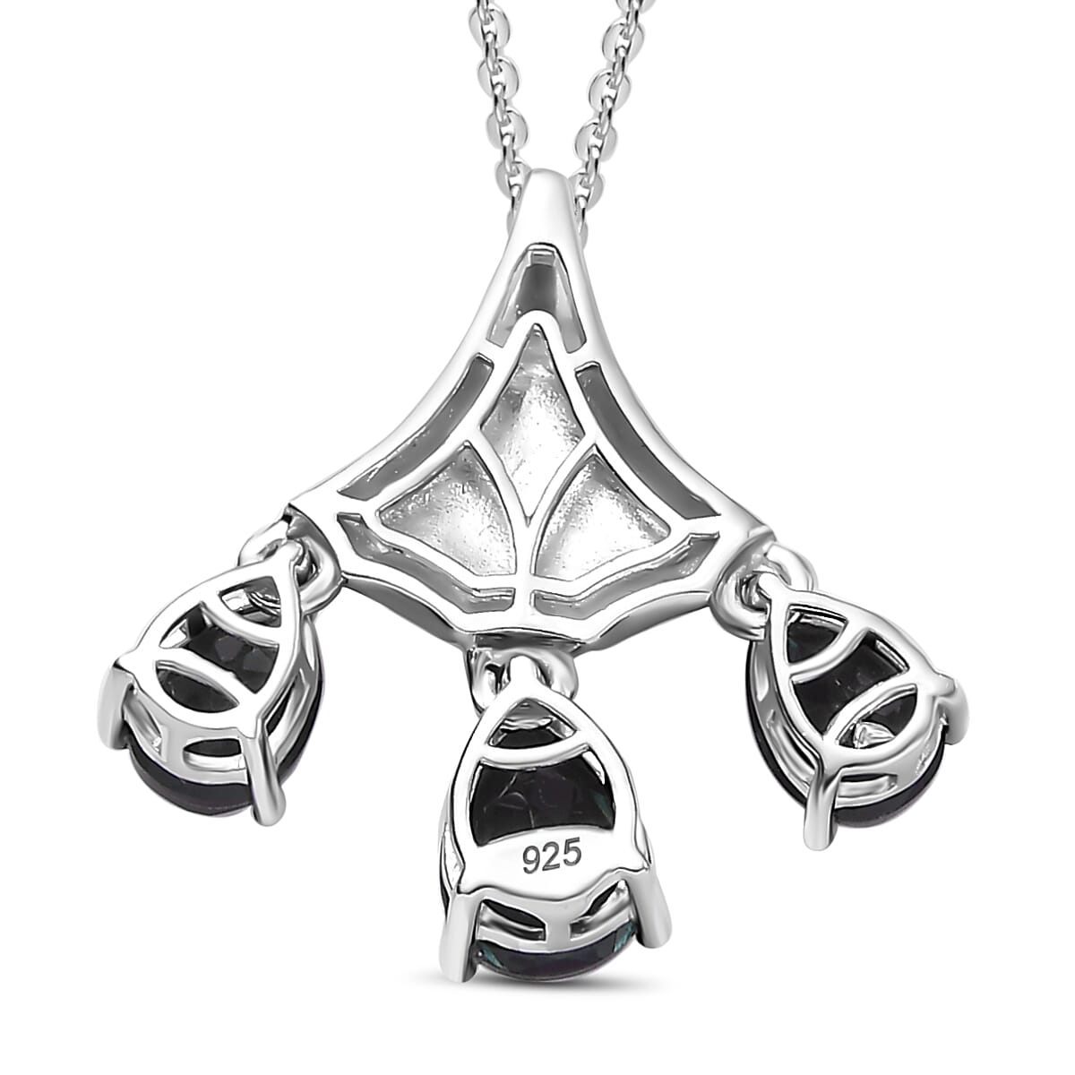 Alexandrite Triplet Quartz Trilogy Pendant with Chain (Size 20) in Rhodium Overlay Sterling Silver 4319595 5