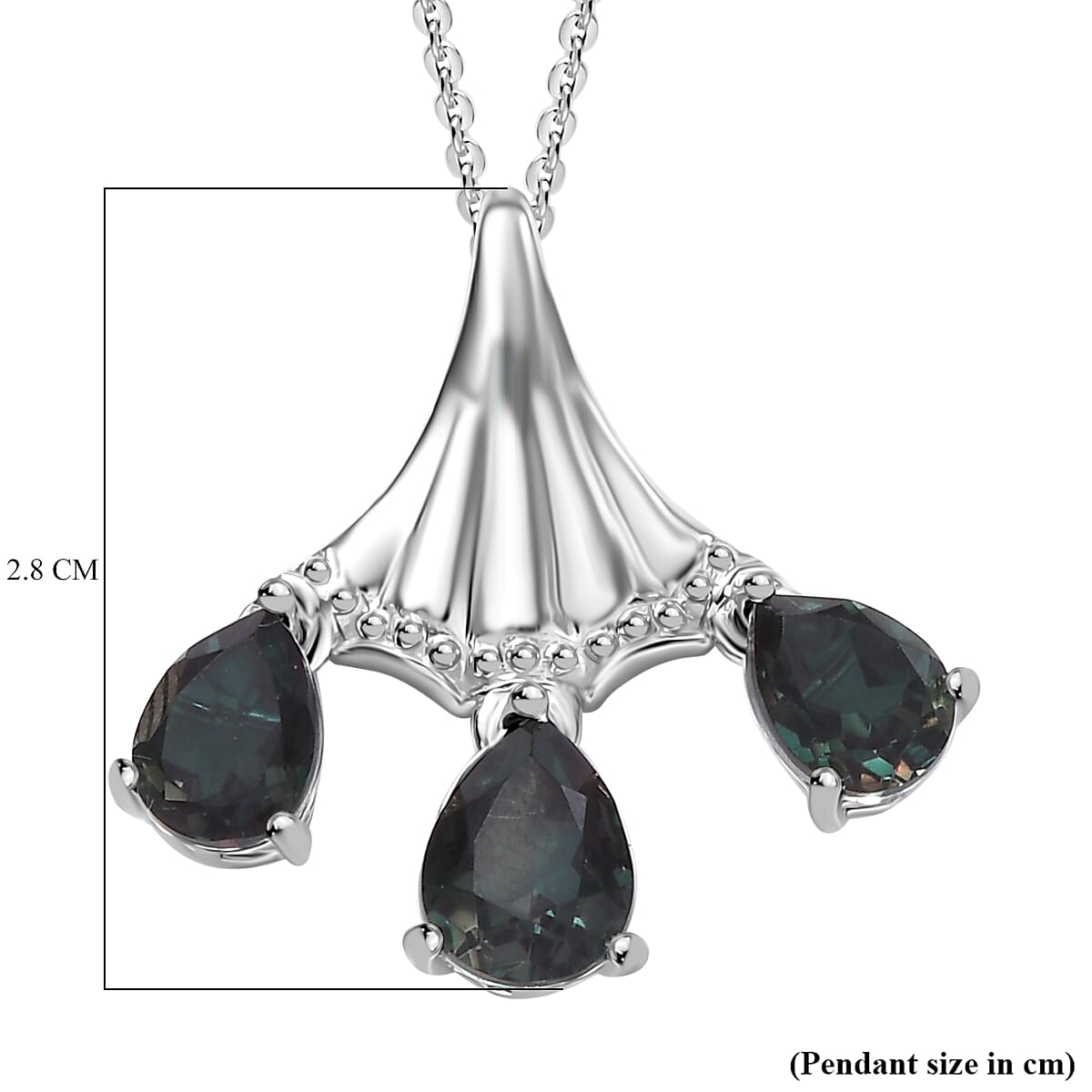 Alexandrite Triplet Quartz Trilogy Pendant with Chain (Size 20) in Rhodium Overlay Sterling Silver 4319595 6