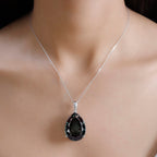 BIGGEST SIZE Alexandrite Triplet Quartz Pear Cut Solitaire Pendant with Chain (Size 20) in Rhodium Overlay Sterling Silver 50.00 Ct.