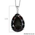 BIGGEST SIZE Alexandrite Triplet Quartz Pear Cut Solitaire Pendant with Chain (Size 20) in Rhodium Overlay Sterling Silver 50.00 Ct.