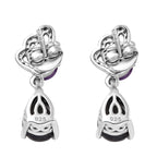 Alexandrite Triplet Quartz, White Zircon, African Amethyst Solitaire Stud Push Post Earring in Rhodium Overlay Sterling Silver 3.17 Ct.