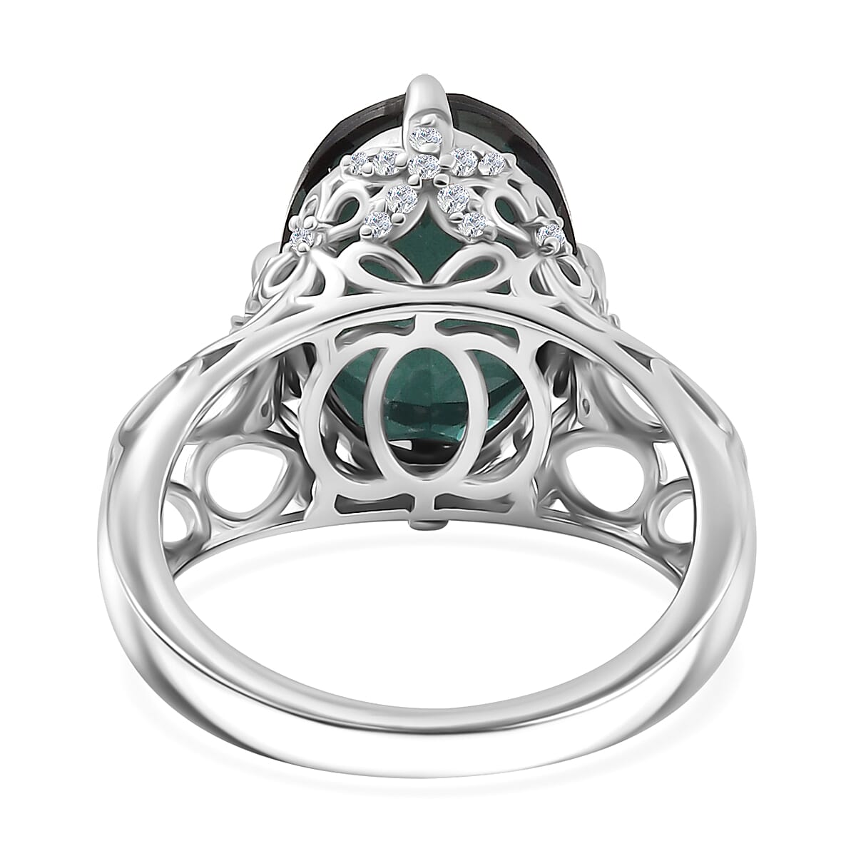Alexandrite Triplet Quartz, White Zircon Ring in Rhodium Overlay Sterling Silver 7936071 5