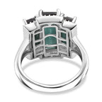 Alexandrite Triplet Quartz, White Zircon Trilogy Ring in Rhodium Overlay Sterling Silver 5.58 Ct.