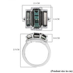 Alexandrite Triplet Quartz, White Zircon Trilogy Ring in Rhodium Overlay Sterling Silver 5.58 Ct.