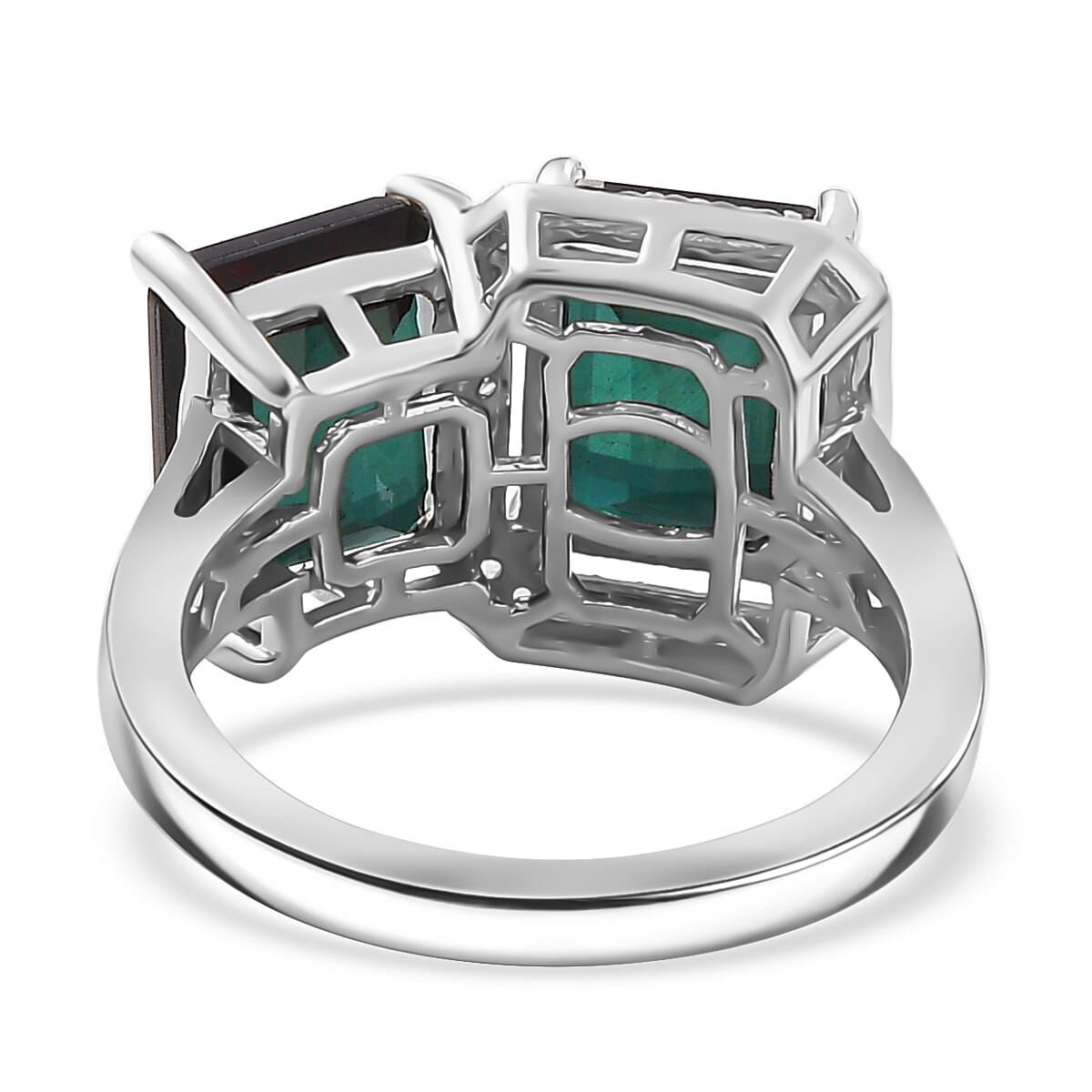 Alexandrite Triplet Quartz, White Zircon Ring in Rhodium Overlay Sterling Silver 7957519 5