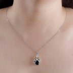 Alexandrite Triplet Quartz, White Zircon, Peridot, Citrine Pendant with Chain (Size 20) in Rhodium Overlay Sterling Silver 3.86 Ct.