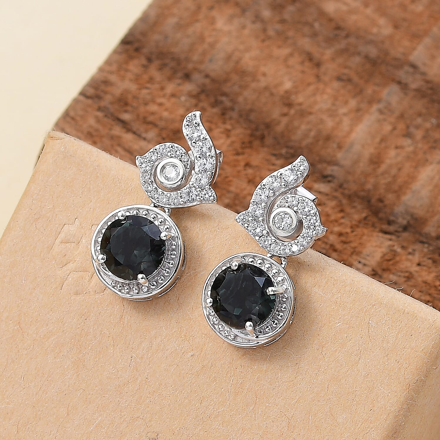 Alexandrite Triplet Quartz, White Zircon Drop Earrings in Rhodium Overlay Sterling Silver 7960653 2