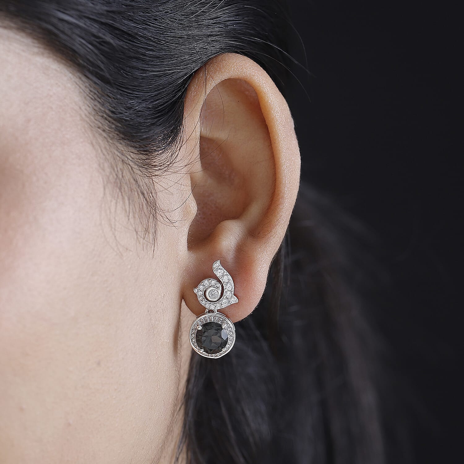 Alexandrite Triplet Quartz, White Zircon Drop Earrings in Rhodium Overlay Sterling Silver 7960653 3