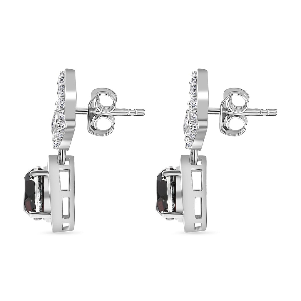 Alexandrite Triplet Quartz, White Zircon Solitaire Stud Push Post Earring in Rhodium Overlay Sterling Silver 5.23 Ct.