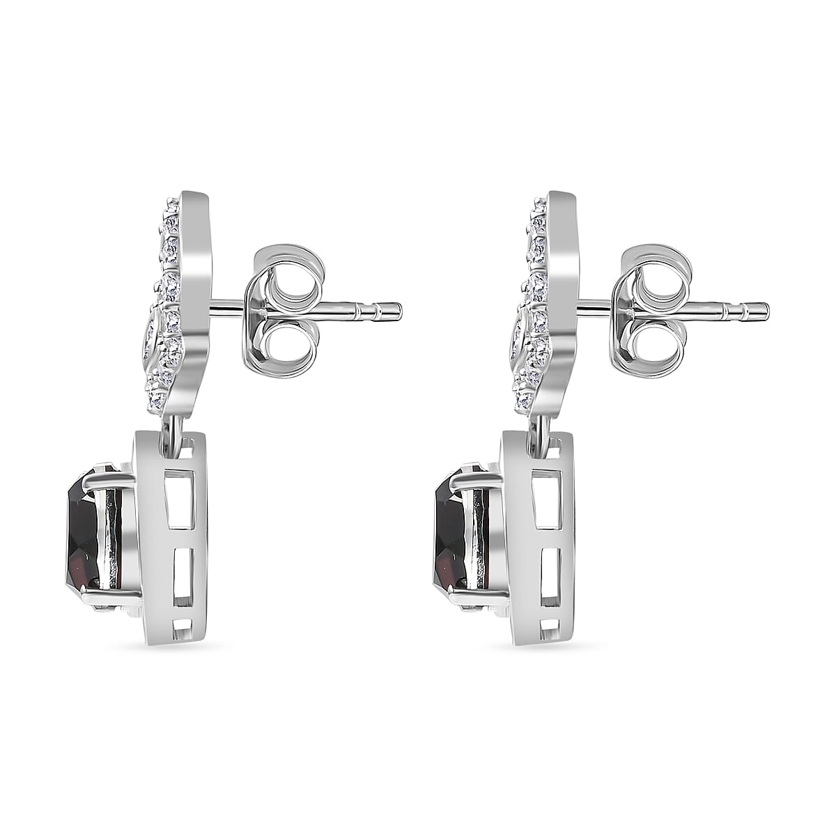 Alexandrite Triplet Quartz, White Zircon Drop Earrings in Rhodium Overlay Sterling Silver 7960653 4