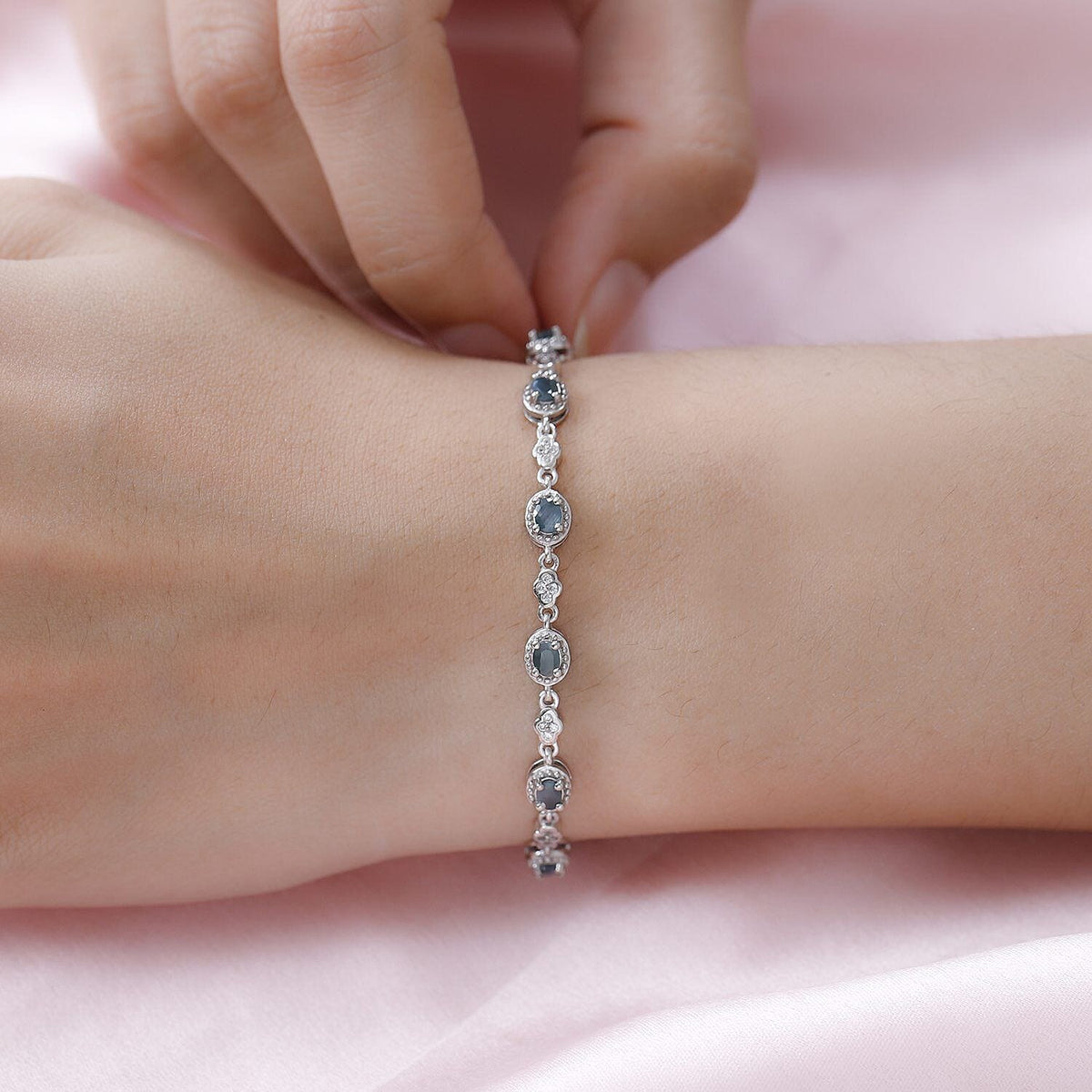 Alexandrite and Natural Zircon Bracelet (Size - 7.5) in Platinum Overlay Sterling Silver 2.51 Ct, Silver Wt. 7.60 Gms 7257348 6