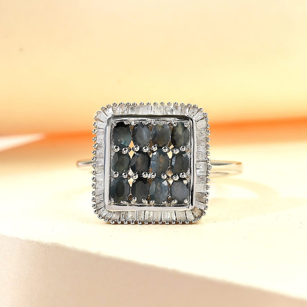 Alexandrite and Diamond Ring in Platinum Overlay Sterling Silver 1.25 Ct.