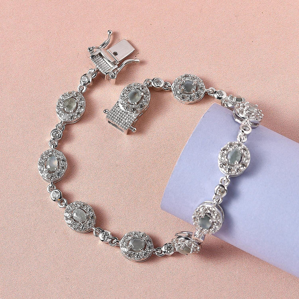 Alexandrite and Natural Cambodian Zircon Cluster Bracelet (Size - 8) in Platinum Overlay Sterling Silver 6.48 Ct, Silver Wt. 11.50 Gms