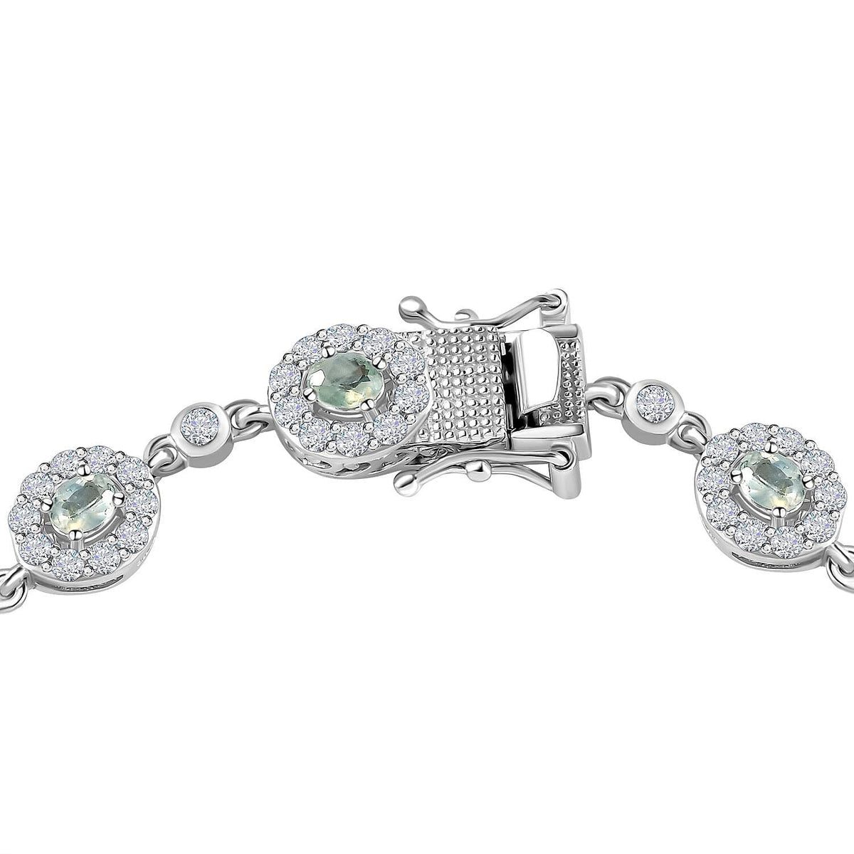 Alexandrite &amp; Natural Zircon Cluster Bracelet (Size - 7) in Platinum Overlay Sterling Silver 5.38 Ct, Silver Wt. 10.44 Gms 7194537 4