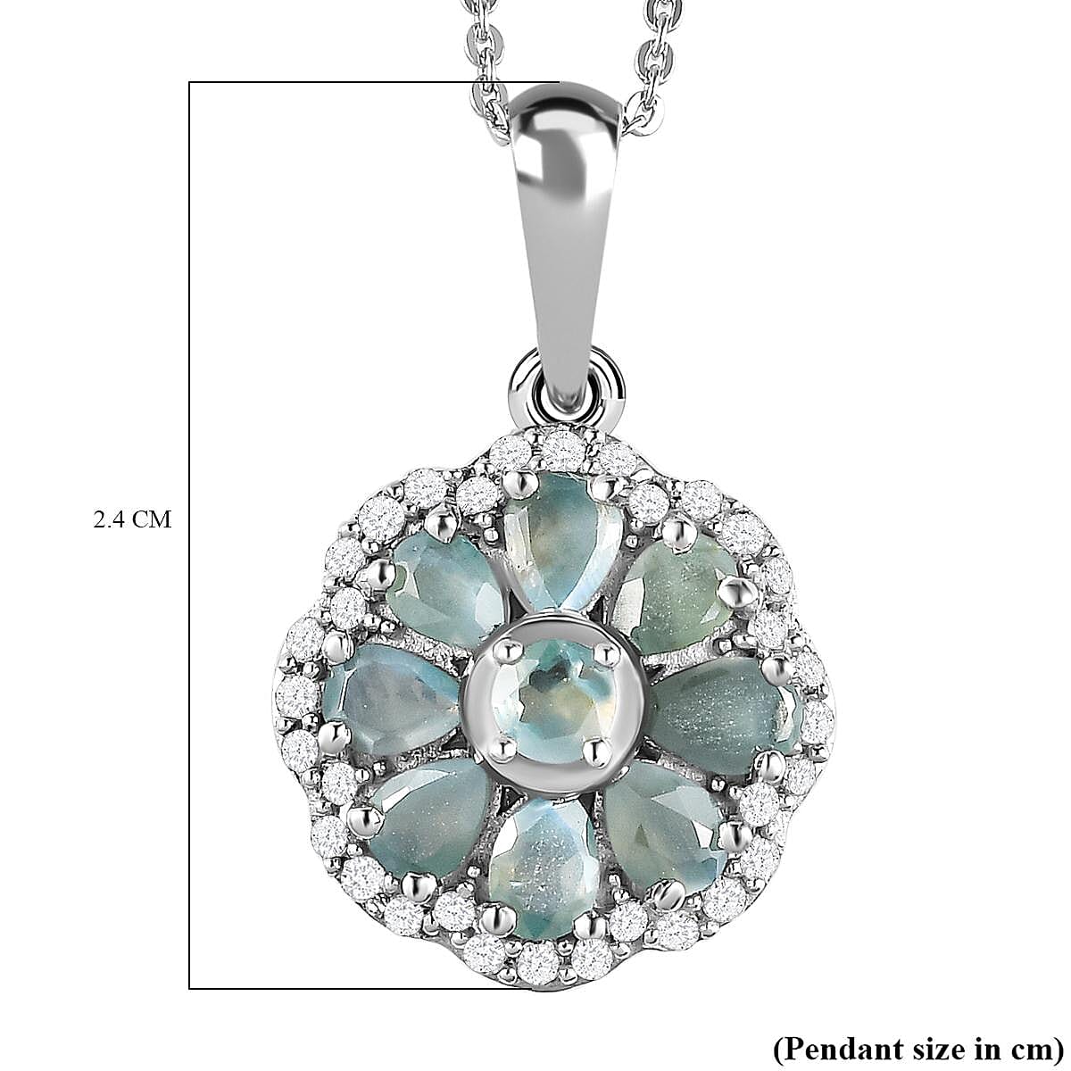 Alexandrite &amp; Natural Zircon Cluster Pendant with Chain (Size 20) in Platinum Overlay Sterling Silver 1.91 Ct. 4204116 7