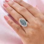 Alexandrite & Natural Zircon Cluster Ring in Platinum Overlay Sterling Silver 2.31 Ct.