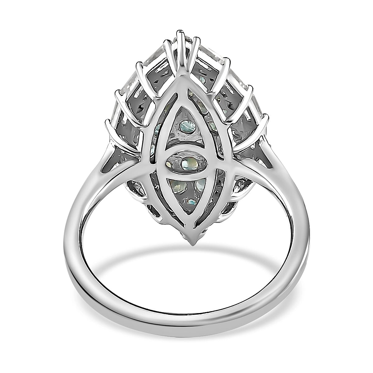 Alexandrite &amp; Natural Zircon Cluster Ring in Platinum Overlay Sterling Silver 2.31 Ct. 7163679 5