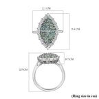 Alexandrite & Natural Zircon Cluster Ring in Platinum Overlay Sterling Silver 2.31 Ct.