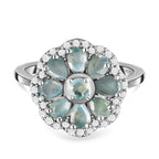 Alexandrite & Natural Zircon Cluster Ring in Platinum Overlay Sterling Silver 1.70 Ct.