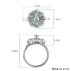 Alexandrite & Natural Zircon Cluster Ring in Platinum Overlay Sterling Silver 1.70 Ct.