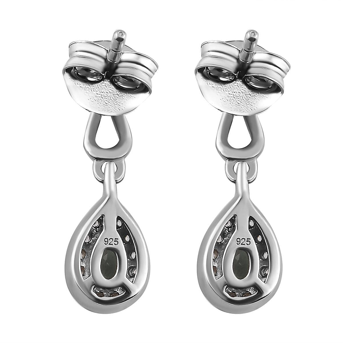 Alexandrite and Natural Zircon Dangling Earrings (With Push Back) in Platinum Overlay Sterling Silver 7194505 5