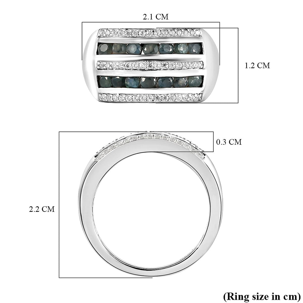 Alexandrite & Natural Zircon Half Eternity Ring in Platinum Overlay Sterling Silver 1.20 Ct.
