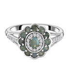 Alexandrite & Natural Zircon Ring in Platinum Overlay Sterling Silver 1.00 Ct.