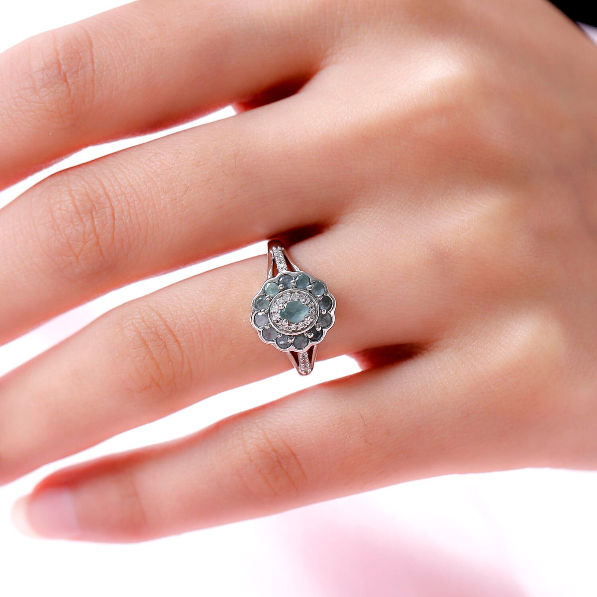 Alexandrite &amp; Natural Zircon Ring in Platinum Overlay Sterling Silver 1.00 Ct. 7000150 3