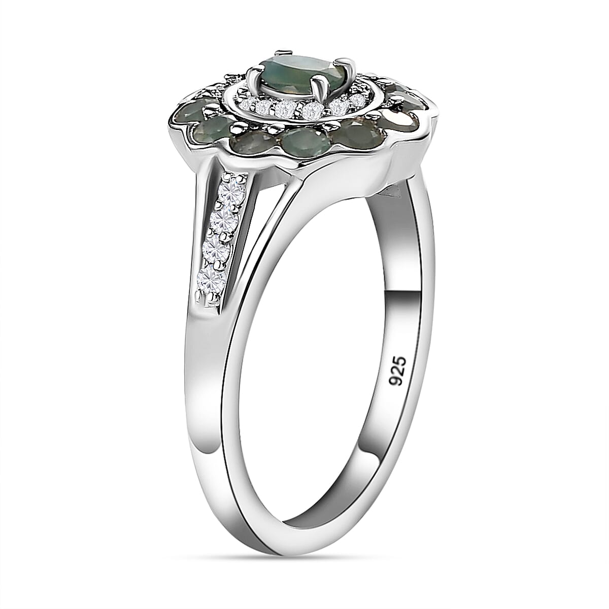 Alexandrite &amp; Natural Zircon Ring in Platinum Overlay Sterling Silver 1.00 Ct. 7000150 4