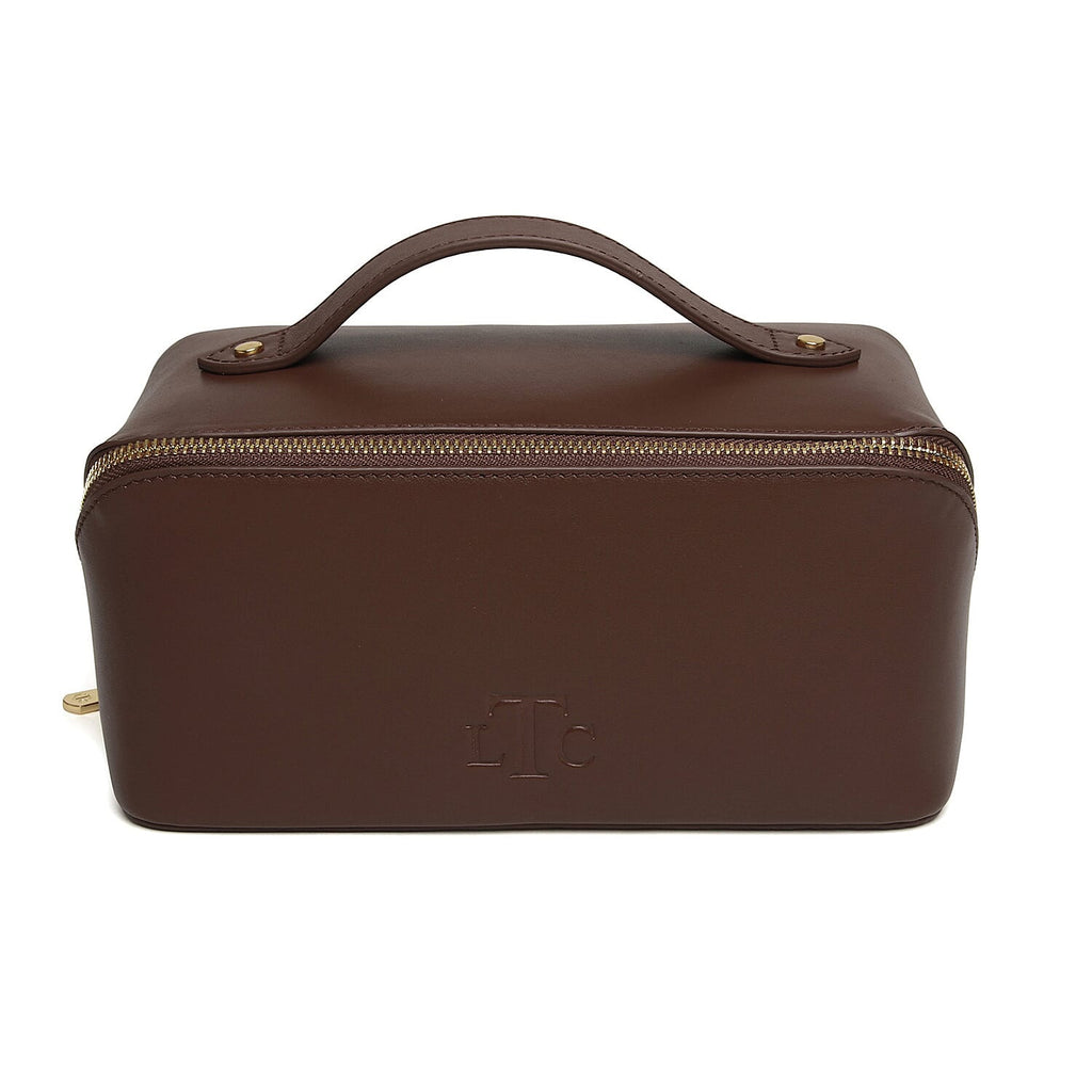 Alice Wheeler Leather Train Case - Brown