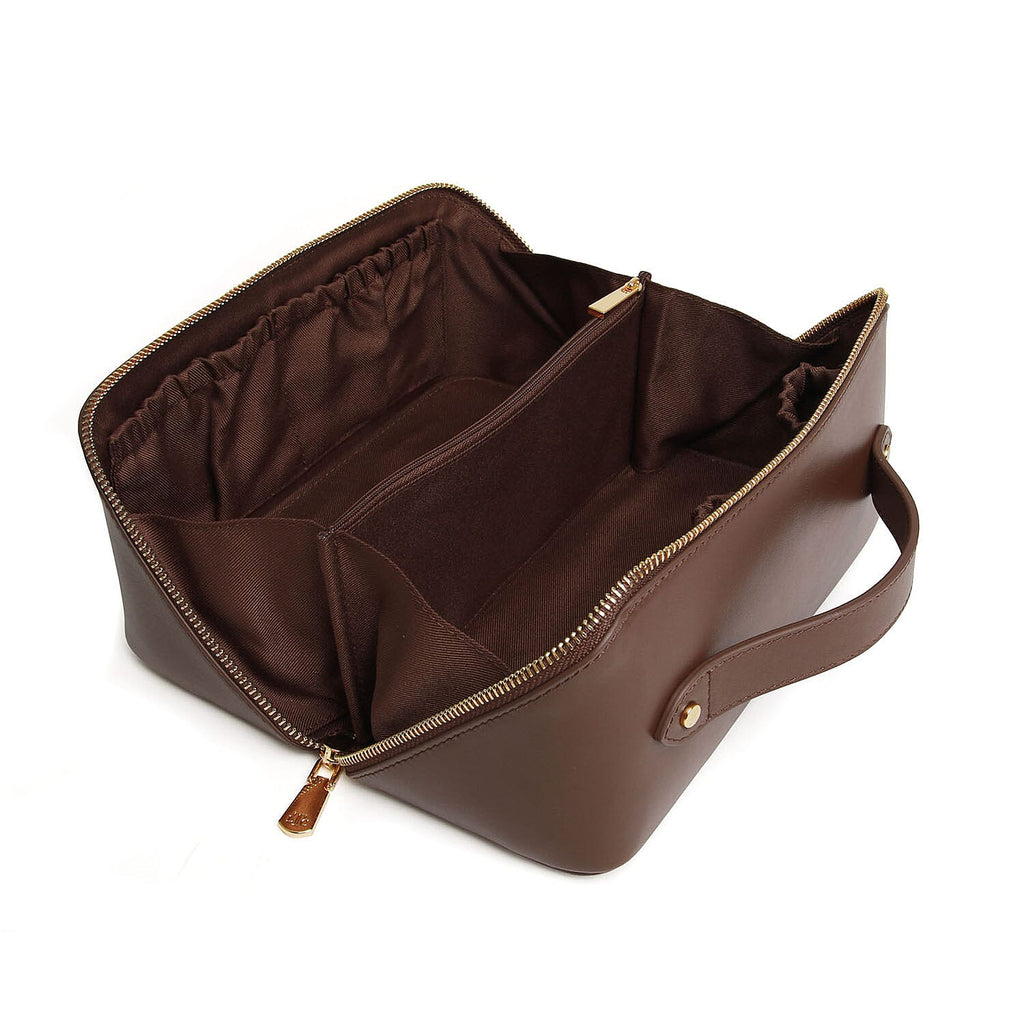 Alice Wheeler Leather Train Case - Brown