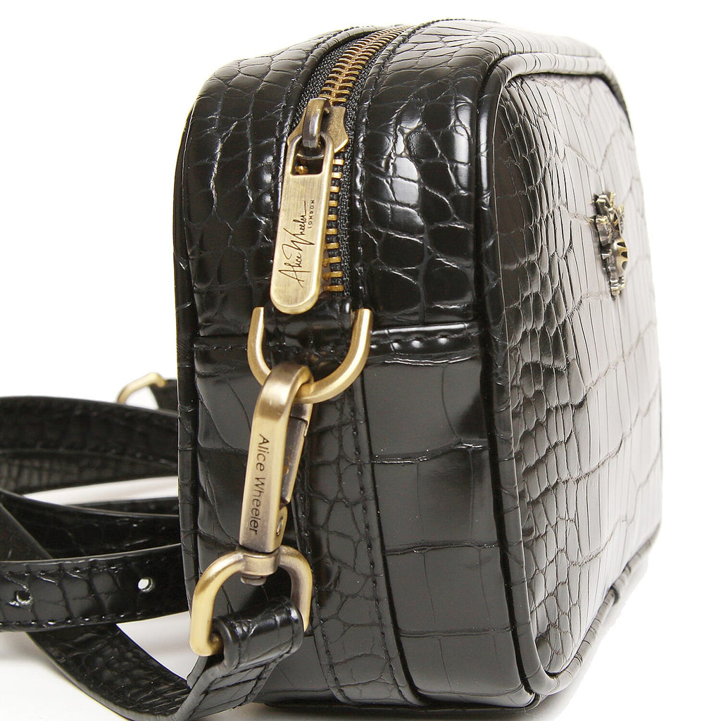 Alice Wheeler Mini SOHO Crossbody Bag - Black Croc