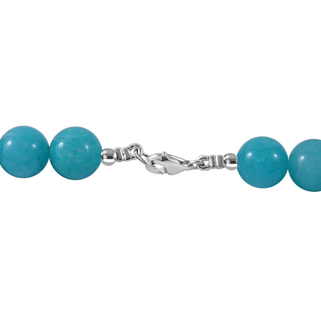 Amazonite Quartz Beads Necklace (Size 18) with Lobster Clasp in Rhodium Overlay Sterling Silver 250.00 Ct.