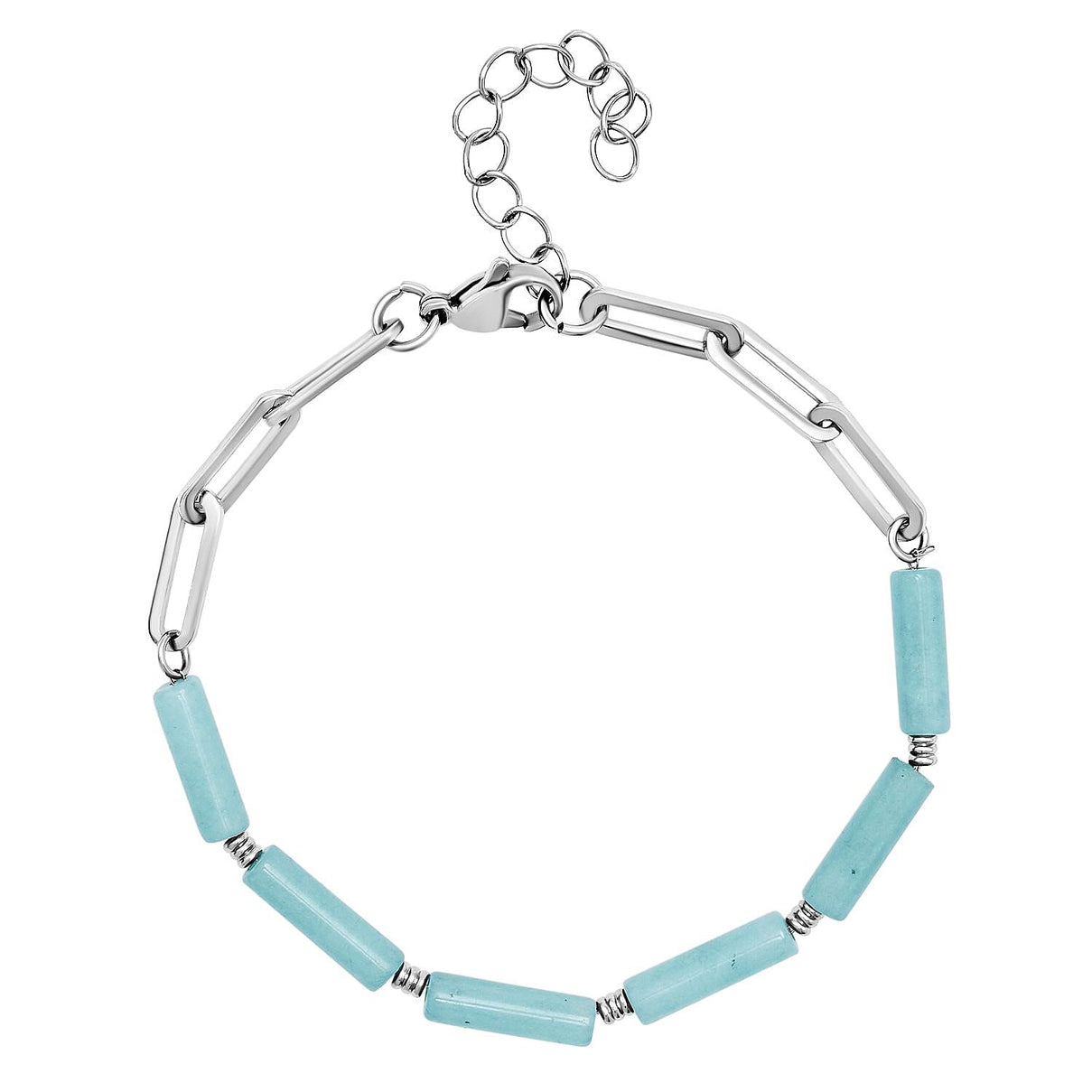 Amazonite Bracelet (Size - 7.5 with Extender) in Stainless Steel 18.00 Ct. 7273811 0