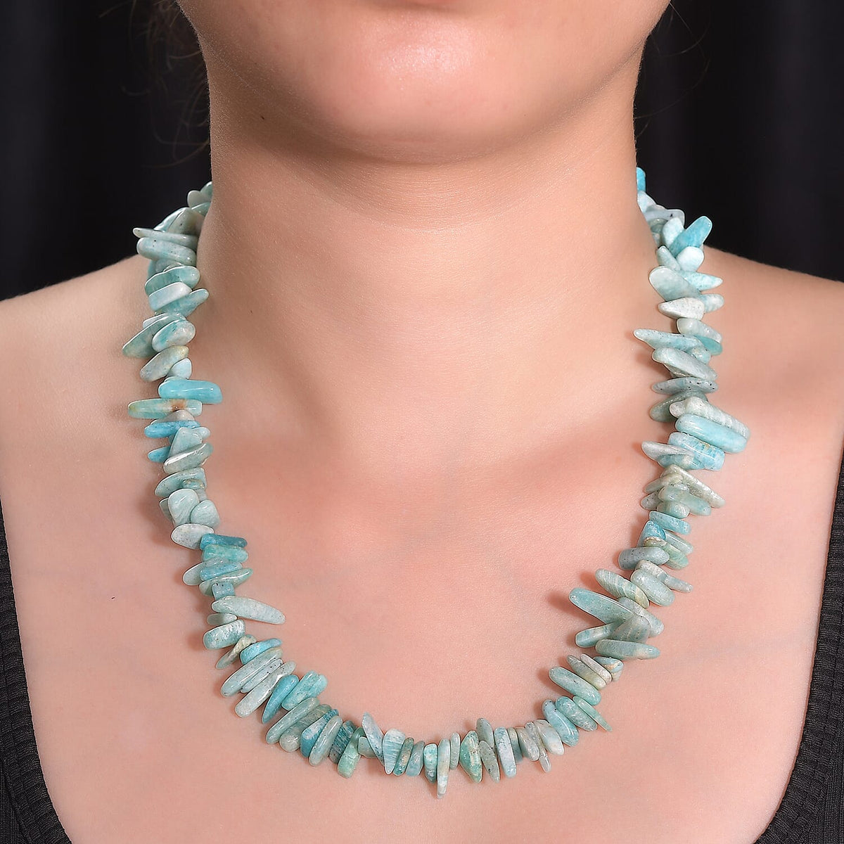 Amazonite Necklace (Size - 20) in Rhodium Overlay Sterling Silver 360.0 Ct 7955952 2