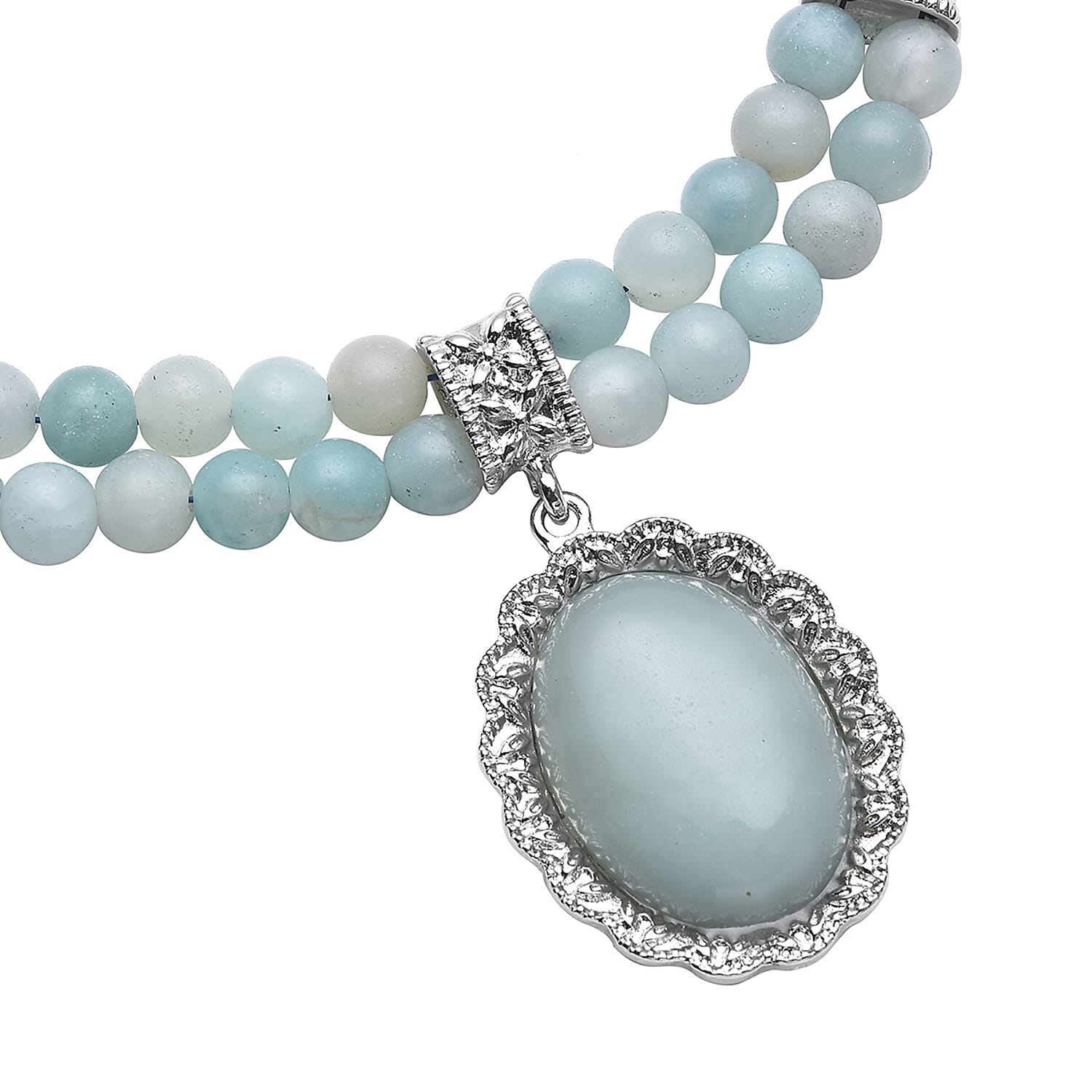 Amazonite Necklace (Size -  18 With 2 Inch Extender) in Silver Tone 129.00 Ct. 6921668 3