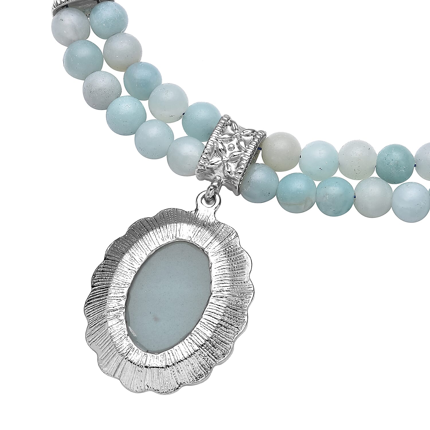 Amazonite Necklace (Size -  18 With 2 Inch Extender) in Silver Tone 129.00 Ct. 6921668 4