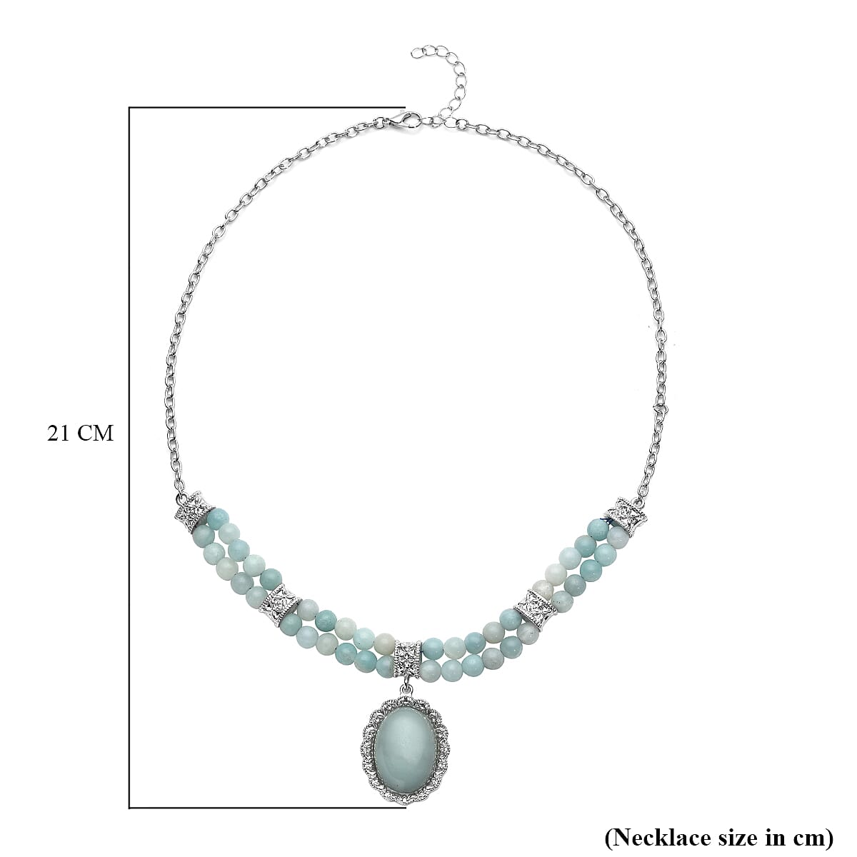 Amazonite Necklace (Size -  18 With 2 Inch Extender) in Silver Tone 129.00 Ct. 6921668 5
