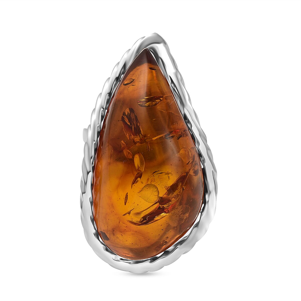 Amber Beads Adjustable Ring in Sterling Silver 40.00 Ct, Silver Wt 7.50 Gms 7747326 3